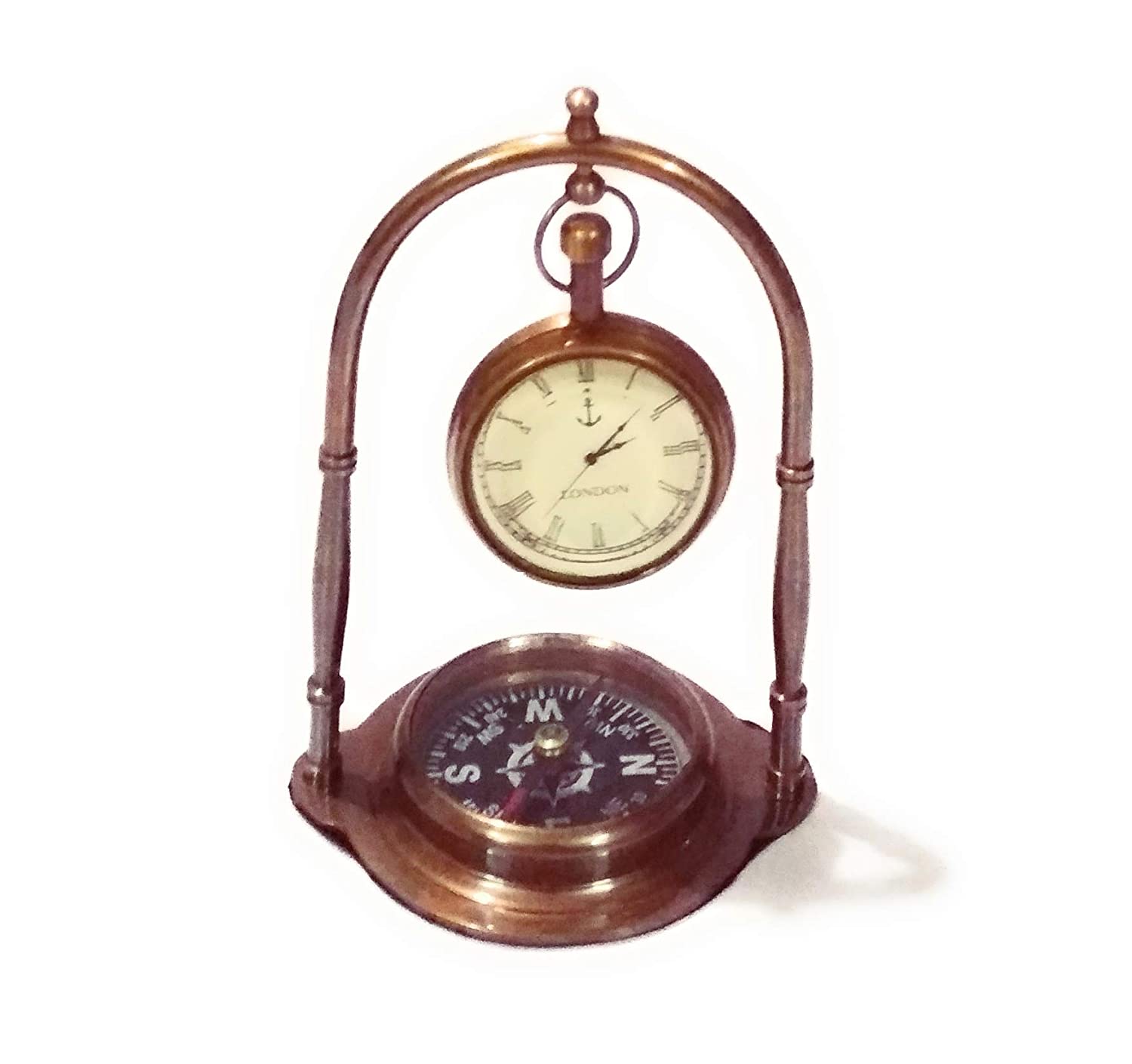 228. Antique Table Watch, Metal Brass, Copper Colour, ht. 3