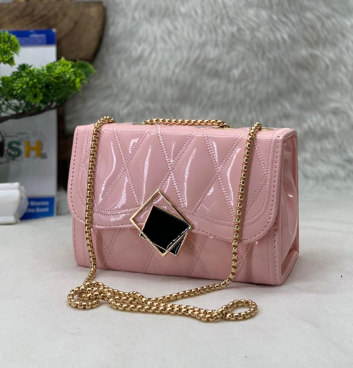 Designer Pink Party Wear Box Clutch Purse with Chain for girls – Stilento