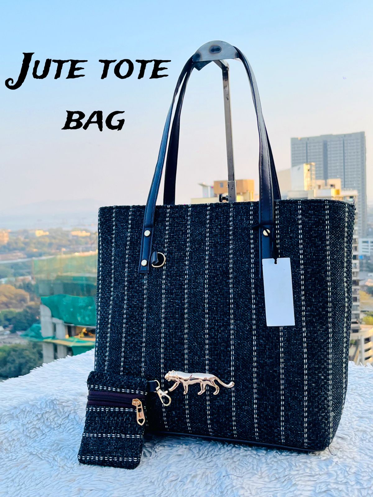 バッグ CTHY LEATHER JUTE TOTE BAG LEATHER JUTE TOTE BAG | CTHY